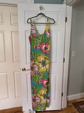Floral Maxi Slip Dress in Teal, Pink & Yellow
